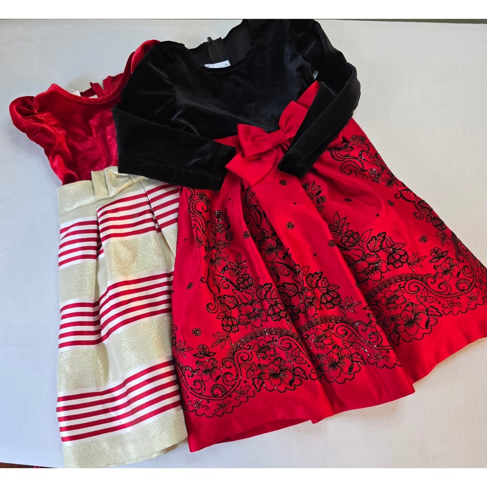 Bonnie Jean & Penelope Mack Girls Size 4 Dress Lot Velvet Holiday & Casual 3pc